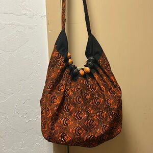 Handmade Ethnic, African Print Crossbody 
Cloth Bucket Bag. Large bag